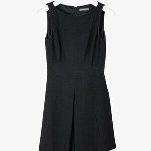 Alexander McQueen 2015 Black Wool Crepe Sleeveless Pleated A-Line Dress